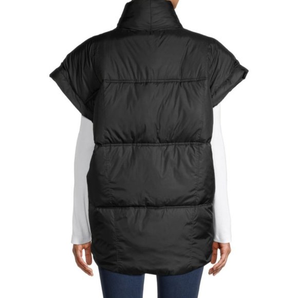 FRAME Womens Puffer Vest Jacket Sleeveless Oversized Shoulders Wide Pad Black S - Picture 3 of 13